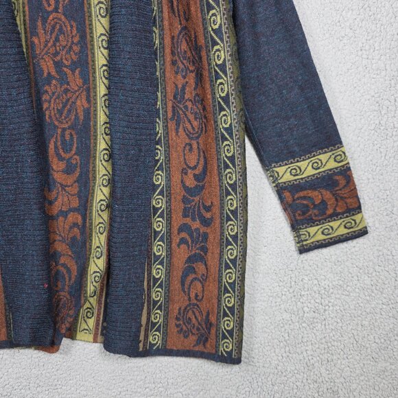 Peruvian Link Open Long Cardigan Womens XL Firenza Sweater Alpaca Blend Jacquard - Picture 3 of 13